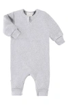 Paigelauren Henley Sweatshirt Fleece Romper In Gray