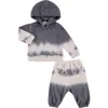 Paigelauren Babies'  Kids' Dip Dye Thermal Hoodie & Pants Set In Gray