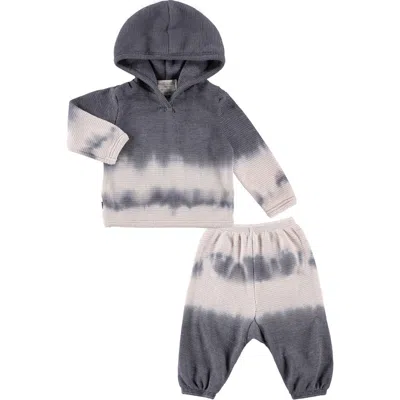 Paigelauren Babies'  Kids' Dip Dye Thermal Hoodie & Pants Set In Bone/grey