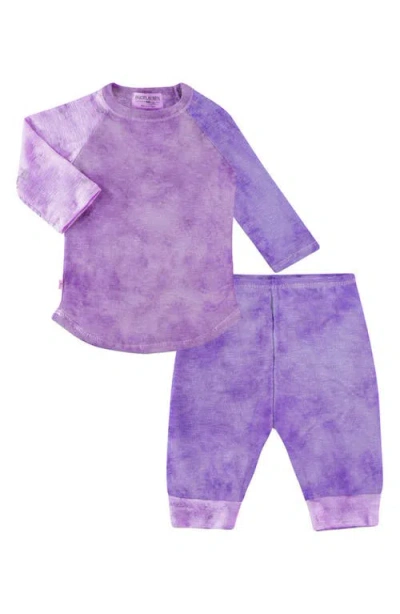 Paigelauren Babies'  Kids' Marble Long Sleeve Top & Pants Slub Lounge Set In Purple