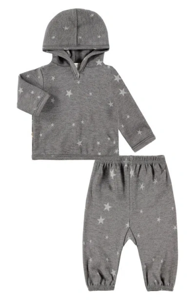 Paigelauren Babies'  Kids' Star Print Fleece Hoodie & Pants Lounge Set In Dark Gray