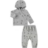 Paigelauren Kids' Star Print Fleece Hoodie & Pants Lounge Set In Gray
