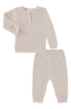Paigelauren Kids' Thermal Henley T-shirt & Sweatpants Set In Bone