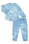 Paigelauren Babies'  Kids' Tie Dye Long Sleeve Top & Pants French Terry Lounge Set In Blue
