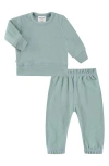 Paigelauren Long Sleeve Top & Pants Hacci Lounge Set In Green