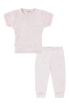 Paigelauren Marble Dye Rib T-shirt & Pants Set In Pink