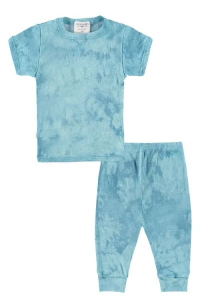 Paigelauren Babies'  Marble Dye Rib T-shirt & Trousers Set In Teal