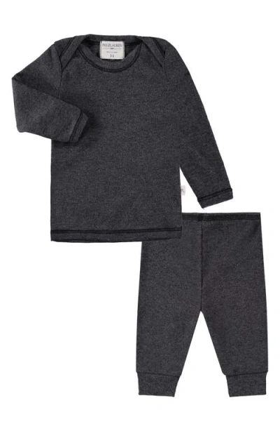 Paigelauren Babies'  Rib Long Sleeve Top, Leggings & Hat Set In Charcoal