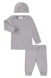 Paigelauren Babies'  Rib Long Sleeve Top, Leggings & Hat Set In Gray