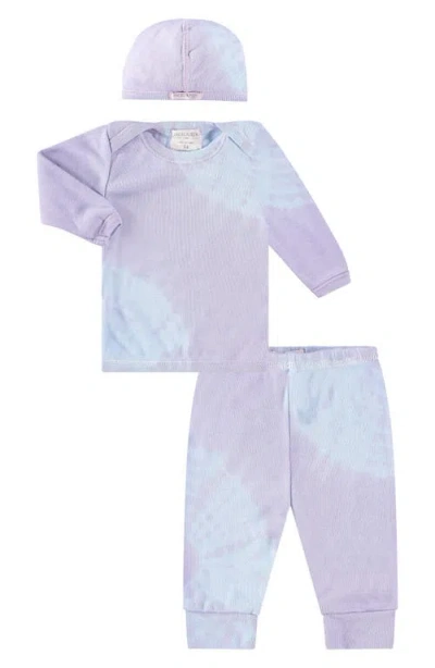 Paigelauren Babies'  Ribbed Top, Joggers & Cap Set In Lavender