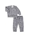 Paigelauren Unisex Hacci Loungewear Set In Leopard Print - Baby In Gray