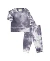 Paigelauren Kids' Unisex Hacci Loungewear Set In Tie Dye - Baby In Gray
