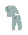 Paigelauren Long Sleeve Top & Pants Hacci Lounge Set In Green