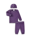 Paigelauren Unisex Ribbed Long Sleeve Tee, Leggings & Cap Set - Baby In Purple