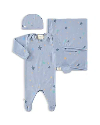 Paigelauren Unisex Welcome Home Hacci Confetti Footie, Blanket & Cap Set - Baby In Blue