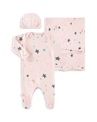 Paigelauren Unisex Welcome Home Hacci Confetti Footie, Blanket & Cap Set - Baby In Pink
