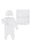 Paigelauren Babies'  Welcome Home Hacci Footie, Cap & Blanket Set In Light Gray