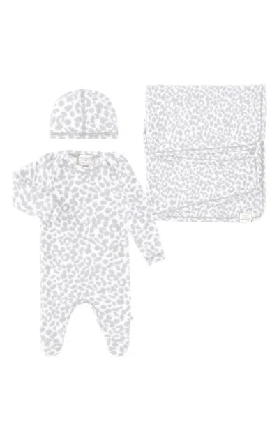 Paigelauren Babies'  Welcome Home Hacci Footie, Cap & Blanket Set In Light Gray