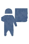 Paigelauren Babies'  Welcome Home Hacci Footie, Cap & Blanket Set In Navy