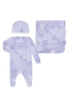 Paigelauren Babies'  Welcome Home Hacci Footie, Cap & Blanket Set In Purple