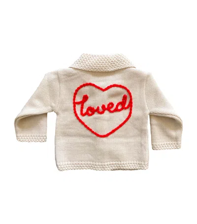 Paint My Dreams Kids' Embroidered Loved Cardigan In Brown