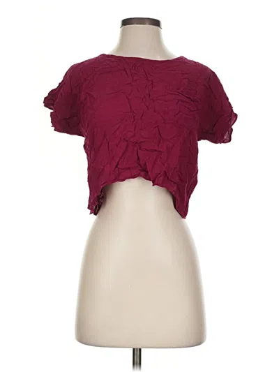 Pre-owned Painted Threads Short Sleeve Top Burgundy Keyhole Neckline Tops