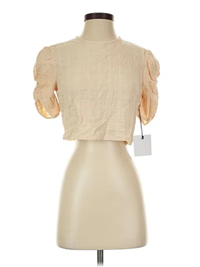 Painted Threads Short Sleeve Top Tan Square Neckline Tops
