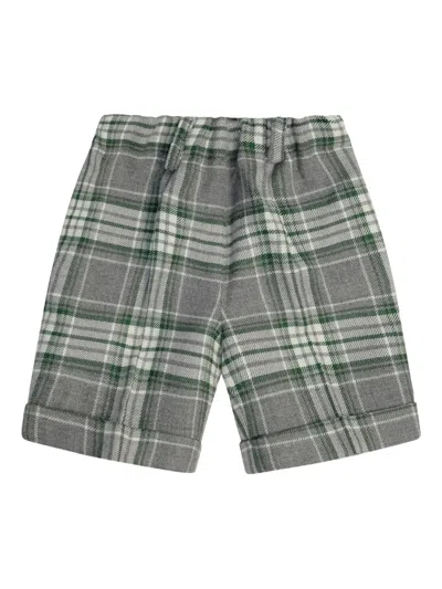 Paio Crippa Babies' Tartan Cuffed Shorts In Gray