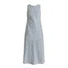 Paisie Women's A-line Midaxi Dress In Zigzag Pattern In White And Blue