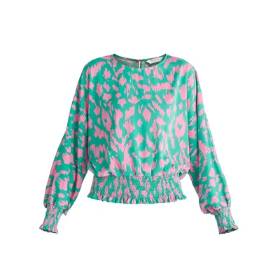 Paisie Women's Animal Print Balloon Sleeve Blouse In Green