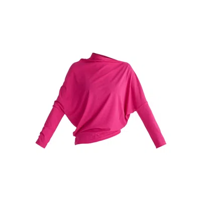 Paisie Women's Asymmetric Draped Lyocell Jersey Top In Hot Pink