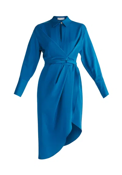 Paisie Women's Asymmetric Hem Shirt Dress In Blue