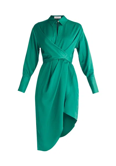 Paisie Women's Asymmetric Hem Shirt Dress In Green