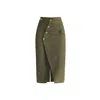 Paisie Women's Asymmetric Midi Skirt With Button Details In Khaki Green In Green