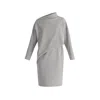 Paisie Women's Asymmetric Neck Jumper Dress In Marl Grey In Grey