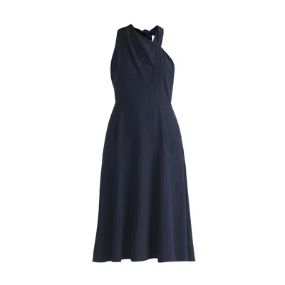 Paisie Women's Blue Asymmetric Neck Midi Dress In Navy