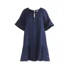 Paisie Women's Blue Cheesecloth Swing Dress In Navy In Blue