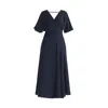 Paisie Women's Blue Flare Sleeves Maxi Wrap Dress In Navy In Blue