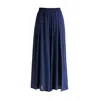 Paisie Women's Blue Flowy Palazzo Trousers With Open Front Splits In Navy