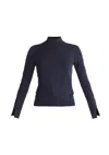 Paisie Women's Blue Knitted Cut Out Sleeve Top In Navy In Blue