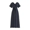Paisie Women's Blue Maxi Waist Tie Dress In Navy In Blue
