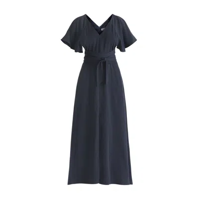 Paisie Women's Blue Maxi Waist Tie Dress In Navy