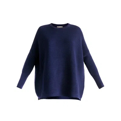 Paisie Women's Blue  Ribbed Jumper In Navy