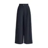 Paisie Women's Blue Pleated Wide Leg Trousers In Navy In Blue
