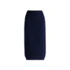 Paisie Women's Blue Ribbed Midi Skirt In Navy In Blue