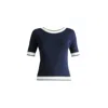 Paisie Women's Blue Scoop Back Top In Navy & White In Blue