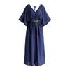 Paisie Women's Blue Sparkled Wide Leg Jumpsuit With Belt In Navy