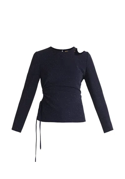 Paisie Women's Blue Sparkly Cut Out Top In Navy