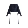Paisie Women's Blue Waist Tie Top With Shirred Cuffs In Navy In Blue