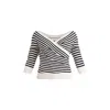 Paisie Women's Blue / White Knitted Wrap Top In Navy And White In Blue/white